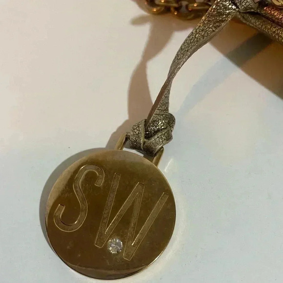 Stuart weitzman gold quilted metallic leather shoulder handbag - Picture 8 of 14